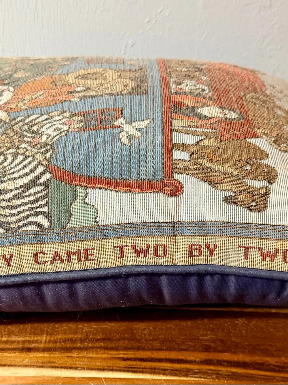 Vintage Noah's Ark Tapestry Pillow with Animals - Multicolor